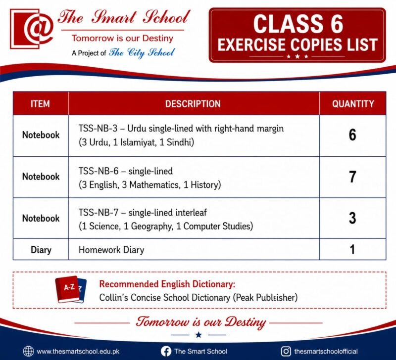 Exercise Copies Pack | Class 6 | The Smart School