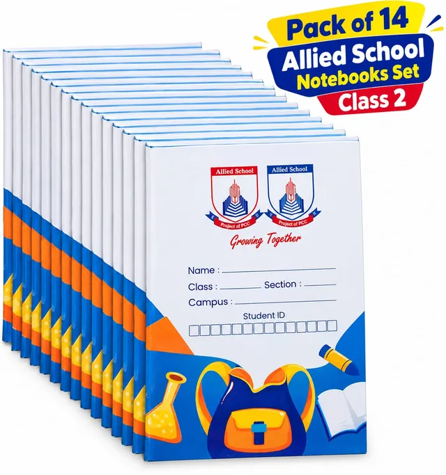Notebooks Set (Pack of 14) | Class 2 | Allied School